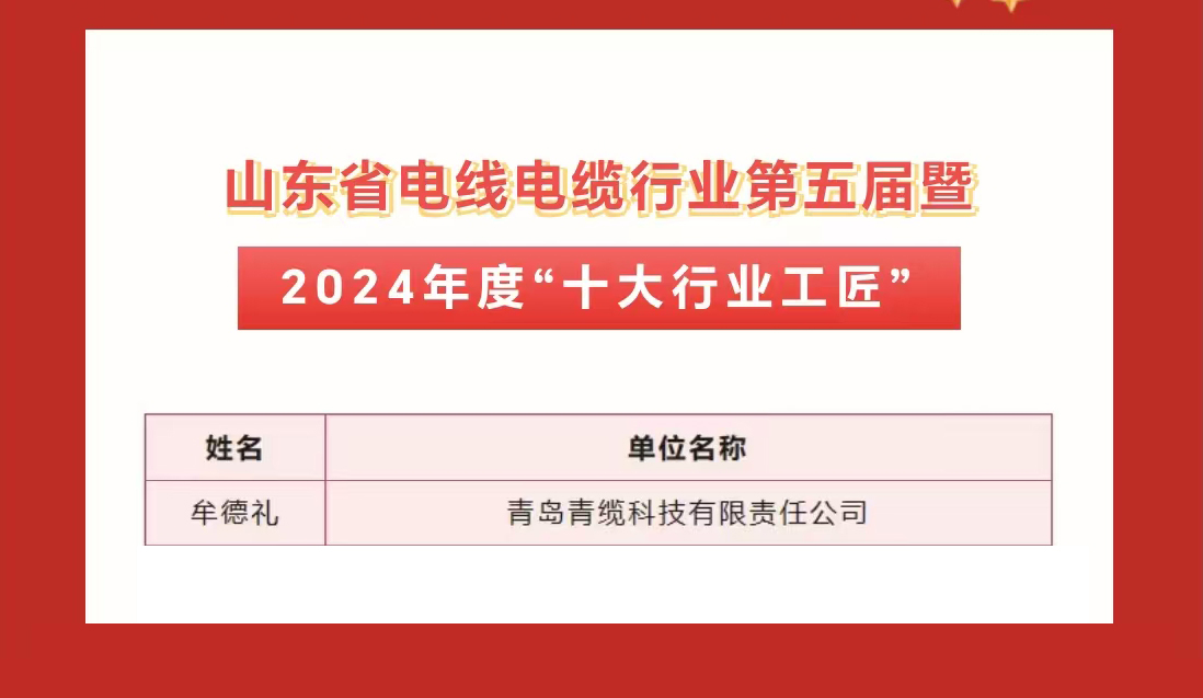 青纜職工獲評(píng)2024年度“十大杰出青年”及“十大行業(yè)工匠”